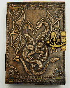 Antique Double Dragon Embossed Leather Journal